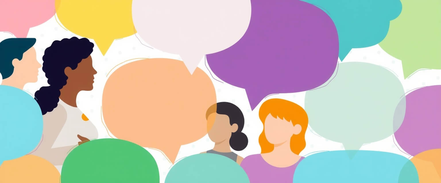 Speech bubbles and OPEN logo